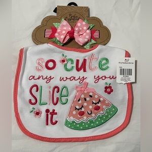 NWT Baby Essentials Bow & Bib